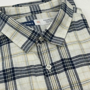 Old Navy Shirt Mens XXL Plaid Shirt Linen Blend Grandpacore Camp Outdoor - Picture 1 of 7