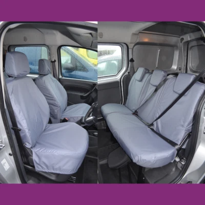 Fundas de asiento delanteras y traseras grises impermeables a medida para Renault Kangoo 2008-2022 Foto 1 de 4