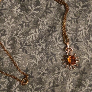 Splendida collana citrino vintage tono oro 4 punte 18" - Foto 1 di 6