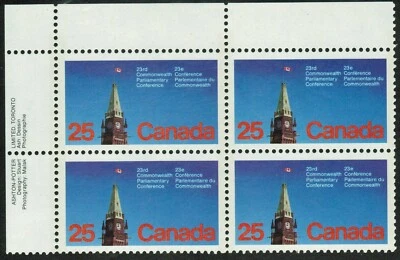 Canada sc#740i Parliamentary Conference, UL Imprint Block, MF Paper, Mint-NH - Image 1 of 2