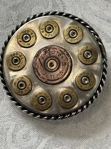 Vintage Shotgun Shell Belt Buckle Remington Peters 38 Special Inlay Design - Picture 1 of 5