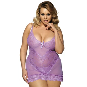 babydoll lace ribbon lingerie nightwear sleepwear UK Sexy women plus size 8-26 - Picture 1 of 11