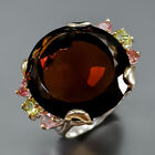 Jewelry design 28 ct+ Cognac Quartz Ring 925 Sterling Silver Size 8.5 /R345560