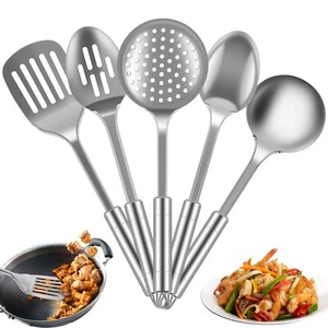 5 pezzi utensili cucina Set pala in acciaio cucchiaio da minestra Colino Mestolo - Foto 1 di 6