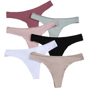 6er Set Damen String Tanga Stretch Baumwolle Unterhose Brazil Farbset 32 bis 42 - Bild 1 von 30