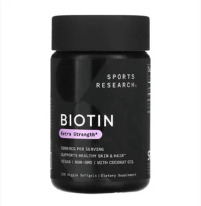 Sports Research Biotin With Coconut Oil 5000 Mcg 120 Veg Softgels (C1) - Picture 1 of 2