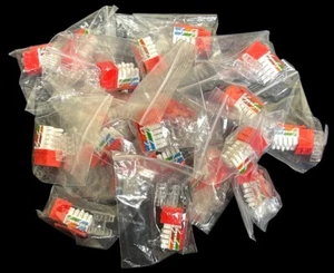 20 RED 90° Angled Cat6A Keystone Jack Slim Profile RJ45 Ethernet Connector Lot - Picture 1 of 5