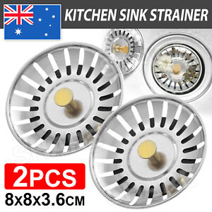 2X High Quality Stainless Steel Kitchen Waste Sink Drain Strainer Plug Stopper