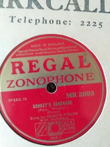 Esels Serenade von Gracie Fields und Orchester. (78rpm Grammaphon Schallplatte) - Bild 1 von 2