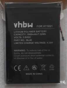 Vhbw Li-Polym Battery 3.8V 1980mAh für Motorola Moto E XT1021 XT1022 XT1025 BL40 - Zdjęcie 1 z 1