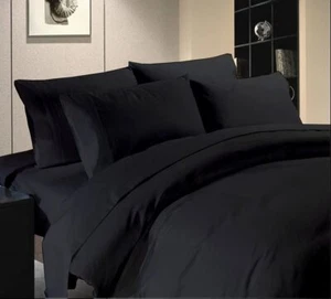 1200TC Series Black Solid Ultra Soft Egypt Cotton DeepPkt Choose Bedding Item - Picture 1 of 22