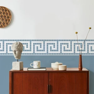Mosaico Clave Griega Borde de Pared Patrón Estarcido, Azulejo Efecto Frontera - Imagen 1 de 7