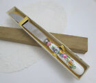 Crown Sheffield Stainless Hand Painted Porcelain Handle Pink Floral Cake Knife