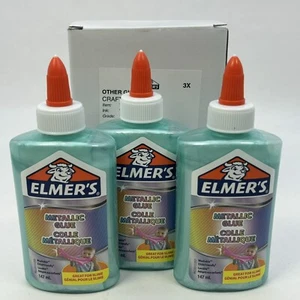 3x Teal Elmer's Metallic Glue 147ml Good for Slime Making Colour Bundle Lot New - Picture 1 of 5