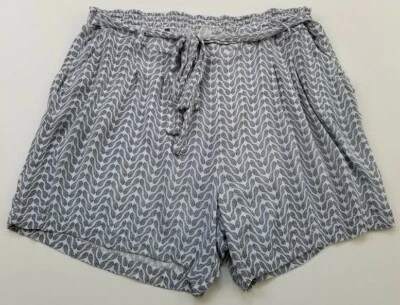 Pantalones Cortos Cato Para Mujer 22W 24W Azul Blanco Cachemira Cintura Corbata Bolsillos Pull On Verano Foto 1 de 4