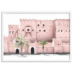Moroccan Wall Art Print. Desert Palace. Kasbah Taourirt. Boho Blush Art | DTR-62 - Picture 1 of 10