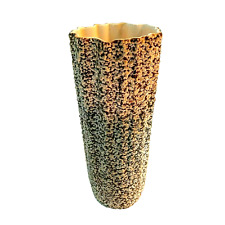 Vintage Royal Haeger 12" Mid Century Modern Vase Brown Popcorn Stone Lace Glaze