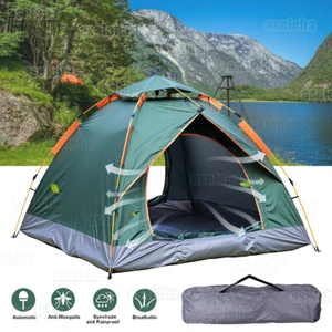 Camping Zelt Kuppelzelt 3-4 Personen Automatik Pop up Zelt Wurfzelt Wasserdicht - Bild 1 von 15