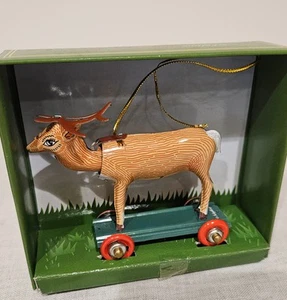 Vintage 2003 Schylling Penny Toy Tin Toy Wheeled Ornament in Box - Deer - Picture 1 of 4