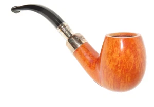PETERSON'S UNSMOKED SILVER SPIGOT BENT BILLIARD PIPE W/ BOX & SLEEVE - PIPESTUD - Imagen 1 de 8
