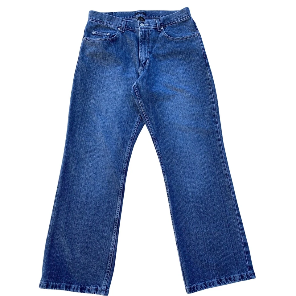 Jeans ALFANI Para Hombre Talla 32x30 Azul Relajado Recto Desteñido Trabajo Denim Etiqueta 34x30 Foto 1 de 4
