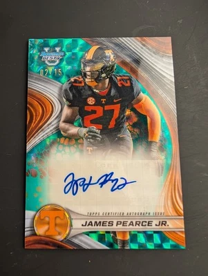 James Pearce Jr Auto /15 Teal Geometric 2024 Bowmans Best Chrome U University - Image 1 of 2