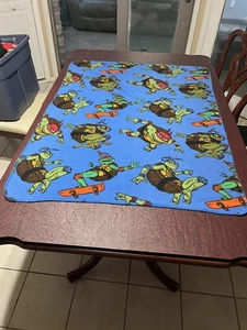 Vintage Teenage Mutant Ninja Turtles Fleece Blanket TMNT Skateboard 90s Cartoon - Picture 1 of 3