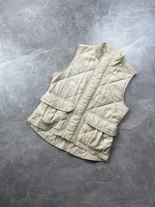 Ralph Lauren Quilted Womns Silk S Beige Diamond Puffer Gilet Utility Riding Vest - Picture 1 of 17