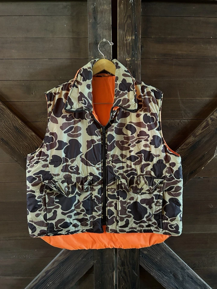Chaleco de caza vintage reversible de camuflaje de pato con bolsillos Foto 1 de 3