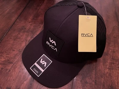 RVCA RUCA Sombrero Gorra Parche Logo Cool Head Trucker Negro Bajo Perfil Ajustable NUEVO Foto 1 de 4