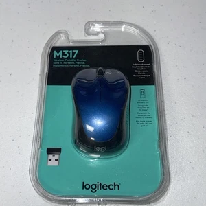 Logitech Optical Mouse with Soft Touch Wheel, M317, Blue/Black Brand New Travel - Picture 1 of 3