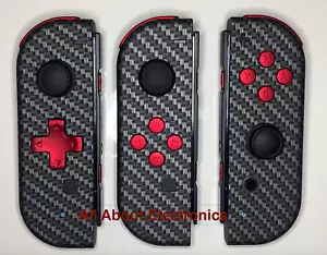 Nintendo Switch Custom Joy-Con Soft Touch Carbon Fiber Styled Joy Con Controller - Picture 1 of 18
