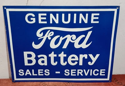 Ford Battery Sales & Service Porcelain Enamel Sign 24 x 18 Inches 1 Sided - Image 1 of 4