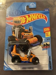 2020 Hot Wheels Treasure Hunt #75 HW Ride-Ons 5/5 GRASS CHOMPER Orange wBlkORUT5 - Picture 1 of 2