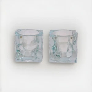 Par de portavelas de cubo de hielo vidrio transparente KIG Indonesia - Imagen 1 de 3