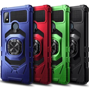 For Cricket Icon 4 Case Shockproof Ring Stand Phone Cover with Tempered Glass - Picture 1 of 26