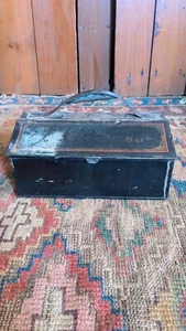 Antique Early Primitive Metal Tin Toleware Spice Caddy Box Carrier 9.25" - Picture 1 of 8