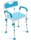 Shower Chair With Back For Seniors, Bathtub Seat With Removable Arms For Handica