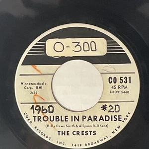 The Crests Trouble In Paradise Promo Original US 7” 45 RPM Coed 1960 VG+ Doo Wop - Bild 1 von 5