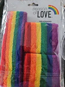 Rainbow HEADBAND & SWEATBANDS Pride Unity Love 60s Costume Season of Love NEW - Picture 1 of 2