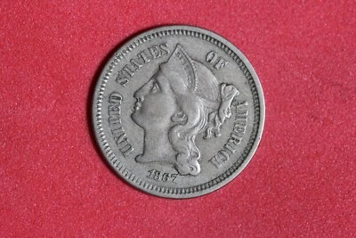 Estate Find 1867 - Three Cent Nickel!!  #K51827 - Image 1 of 2