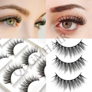 5 Pairs 3D Mink Lashes Natural Thick Long Fluffy Handmade Cross False Eyelashes - Picture 1 of 7
