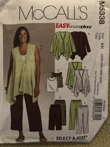 Mccalls 5338 Easy Endless Options Women’s Wardrobe 26W-32W New Uncut - Picture 1 of 1
