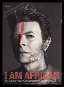 "I am African" HIV Aids Campaign 2000s Print Advertisement Ad 2006 David Bowie - Picture 1 of 1