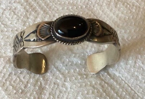 Indianer Schwarz Opal Armreif Armband, Handarbeit, gemarkt WB, 35,8g - Bild 1 von 15