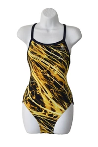 A5 NWT TYR Navy Gold Diamond Fit Keyhole Back Swimsuit Size 36 $79 - Picture 1 of 5
