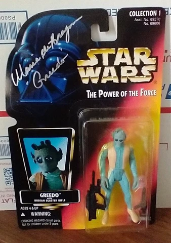 Star Wars POTF Red Card Greedo Figure SIGNED Maria de Aragon AUTOGRAPH Cover