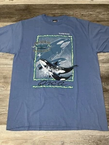 Vintage 90's The Whale Meuseum Preserve & Protect Orca Nature Tee Shirt XL - Picture 1 of 4