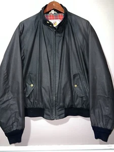VINTAGE ORIGINAL BARACUTA G9 PLAID LINED HARRINGTON JACKET faded black XL - Picture 1 of 8