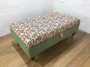 STORAGE STOOL - BOX - FOOTSTOOL - OTTOMAN BED END STOOL DEXTER HOUNDSTOOTH MULTI - Picture 1 of 5